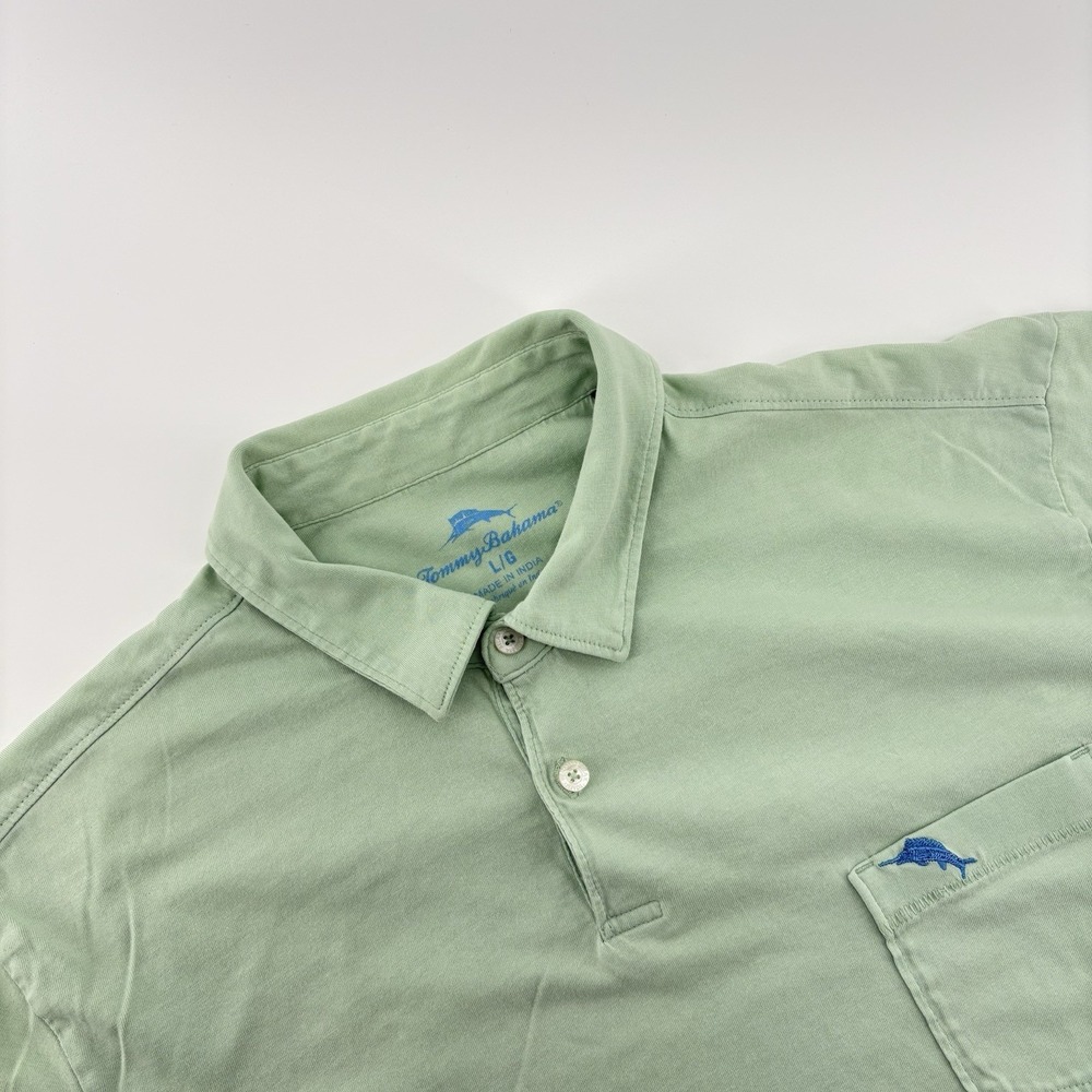 Tommy Bahama Polo Mens Large Mint Green 100% Supima Cotton